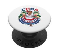 Cute Cuban Girl Cuba Traditional Dance Flowers Latina PopSockets PopGrip Adhesivo