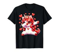 Cute Dabbing Unicorn Valentine Funny Heart Love Graphic tee Camiseta