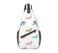 Cute Dachshund Animal Sling Mochila Chest Crossbody Bag Casual Daypack para Hombres y Mujeres