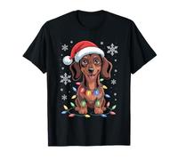 Cute Dachshund Christmas Lights Funny Holiday Art Camiseta