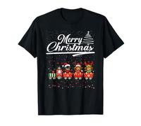 Cute Dachshund Christmas Train Santa Hat Reindeer Antlers Camiseta