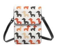 Cute Dachshund Puppy Print - Bolsas pequeñas cruzadas para mujer, bolsas pequeñas de cuero para teléfono celular