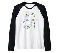 Cute Daisy Flower Motif For Women Botanical Sketch Floral Camiseta Manga Raglan