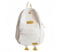 Cute Dcuk Backpack, 2025 New Kawaii Funny Aesthetic Corduroy Bookbag, Large Capacity Computer Bag, Back to School Gift (White)