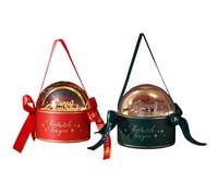 Cute Design Christmas Cookie Containers, Holiday Treat Boxes, Christmas Paper Snack Boxes, Round Christmas Cookie Packaging 10x10x11cm for Snacks, Indoor, Outdoor, Present, Red, Green Color