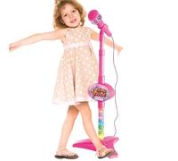 Cute Design Kids Microphone with Stand, Cartoon Microphone, Sturdy Karaoke Machine, Decorative Microphone 21x88cm for Boys and Girls, Present, Outdoor, Blue, Pink Color