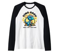 Cute Dino Baby Cartoon Illustration for Kids Camiseta Manga Raglan
