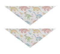 Cute Dino - Juego de 2 bandanas blancas para perro, para cumpleaños, vacaciones, accesorios para mascotas, gatos, gatitos, cuello tipo bandana L