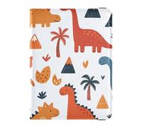 Cute Dinos - Soporte de cuero para pasaporte de viaje familiar antirrobo para mujer, organizador de viaje