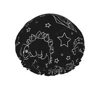 Cute Dinosaur Astronauts in Space Pattern Gorros de ducha Gorro de baño reutilizable Gorro de ducha de baño elástico Suave impermeable para gorros de cabello de todas las longitudes de cabello