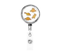 Cute Dinosaur Chicken Nuggets Retractable Badge Holder Carrete Clip Id Card Holder forNurse Student Office Worker