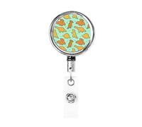 Cute Dinosaur Chicken Nuggets Retractable Badge Holder Carrete Clip Id Card Holder forNurse Student Office Worker