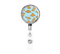 Cute Dinosaur Chicken Nuggets Retractable Badge Holder Carrete Clip Id Card Holder forNurse Student Office Worker