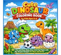 Cute Dinosaur Coloring Book for Kids Ages 5-8: 50+ Fun and Easy Baby Dino Coloring Pages with Big Simple Designs for Boys and Girls | Adorable Smiling Dinosaurs for Relaxing Creative Fun