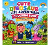 Cute Dinosaur Life Adventures Coloring Book: Creative Play, Music & Future Jobs for Kids Ages 3-6