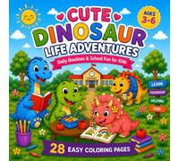 Cute Dinosaur Life Adventures Coloring Book: Daily Routines & School Fun for Kids Ages 3-6
