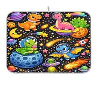 Cute Dinosaur Space - Tapete de secado rápido reversible para secar platos, 16 x 18 pulgadas