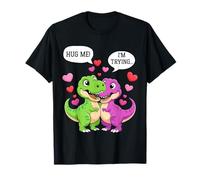 Cute Dinosaur T Rex Dinosaur Couple Hug Me Valentine Day Camiseta