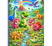 Cute Dinosaurs Coloring Book 2: Fun and Easy Coloring Pages for Kids Ages 3-8