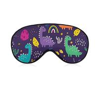 Cute Dinosaurs Sleep Mask Blindfold Leaves Cactus Flowers Rainbows Stars Ajustable Super-Smooth Soft Eye Mask Cover para Hombres Mujeres Viajes y siesta