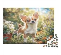 Cute Dog 1000 Piece Puzzle for Adults Chihuahua in Flowers Fun and Challenging Family Game & Great Gift Idea 38x26cm/1000pcs