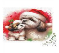 Cute Dog 1000 Piece Puzzle for Adults Dogs in Santa Hats Fun and Challenging Family Game & Great Gift Idea 38x26cm/1000pcs