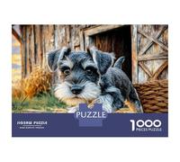 Cute Dog 1000 Pieza Cartulina Premium Rompecabezas Premium Miniature Schnauzer Extremadamente Difícil Juguete De Cumpleaños Rompecabezas para Decoración del Hogar 38x26cm/1000pcs