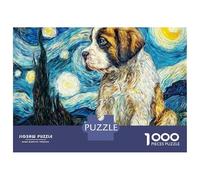 Cute Dog 1000 Pieza Cartulina Premium Rompecabezas Premium Saint Bernard Extremadamente Difícil Juego Familiar Rompecabezas para Decoración del Hogar 52x38cm/1000pcs