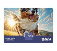 Cute Dog 1000 Piezas Cartulina Extra Gruesa Rompecabezas DIY Australian Shepherd Antiestrés Juego Familiar Rompecabezas para Decoración del Hogar 52x38cm/1000pcs