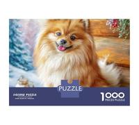 Cute Dog 1000 Piezas Cartulina Extra Gruesa Rompecabezas Premium Pomeranian Antiestrés Juego Familiar Rompecabezas para Decoración del Hogar 38x26cm/1000pcs