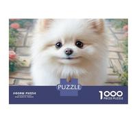 Cute Dog 1000 Piezas Papel Ecológico Resistente Rompecabezas DIY Pomeranian Extremadamente Difícil Juguete De Cumpleaños Rompecabezas para Decoración del Hogar 52x38cm/1000pcs