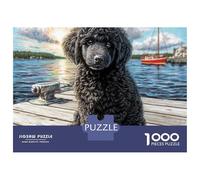 Cute Dog 1000 Piezas Papel Ecológico Resistente Rompecabezas Premium Portuguese Water Dog Extremadamente Difícil Juego Creativo Rompecabezas para Decoración del Hogar 70x50cm/1000pcs