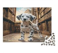 Cute Dog 1000Pc Puzzle for Adults Dalmatian in Library for The Whole Family Women, Gifts for Men 70x50cm/1000pcs