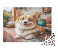 Cute Dog 1000Pc Puzzle for Adults & Kids Corgi on Brick Floor Fun Present & Activity for Home Age 12 Years Up 70x50cm/1000pcs