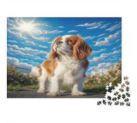 Cute Dog Adult Jigsaw Puzzle Cavalier King Charles Spaniel in Meadow Educational Game Decompression for Adults Teens & Home Decor 52x38cm/1000pcs