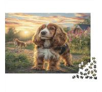 Cute Dog Adult Puzzle for Home Cavalier King Charles Spaniel at Sunset Educational Game Decompression & Wall Decor 70x50cm/1000pcs