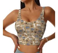 Cute Dog Bone Bowl Woof Paw - Camiseta corta básica para mujer, brasier deportivo deportivo para mujer, espalda cruzada, sin mangas, brasier deportivo en U, Negro, XXL