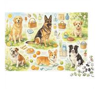 Cute Dog Breeds Puzzles 1000 Piezas Reciclado Material Pet Watercolor Adult Jigsaws Desarrolla la Inteligencia de los Niños Actividad de Juego Padre-Hijo 52x38cm/1000pcs