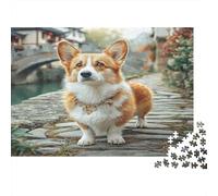Cute Dog Challenging & Brainteasing Puzzle Corgi on Stone Bridge for Adults & Kids Age 12 Years Up 70x50cm/1000pcs