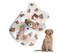 Cute Dog Coats, Windproof Cat Jacket Vest, Cotton Cold Weather Pet Coat, D-Ring Design, Bear Pattern for Small & Medium Dogs, Otomn & Winter Use, 9,84-11,81 pulgadas, Brown, 1 Pack