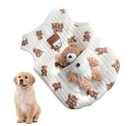 Cute Dog Coats, Windproof Cat Jacket Vest, Cotton Cold Weather Pet Coat, D-Ring Design, Bear Pattern for Small & Medium Dogs, Otomn & Winter Use, 9,84-11,81 pulgadas, Brown, 1 Pack