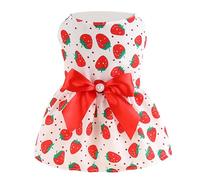 Cute Dog Dress Princess Style Pet Clothing for Spring Summer Daily Wear Or Holiday Party (Fresa roja)