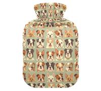 Cute Dog Faces - Botella de agua caliente con funda suave, bolsa de agua de 2 L para dolor muscular