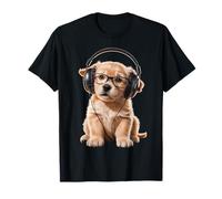Cute Dog Listening to Music Chill Puppy Music Lover Camiseta
