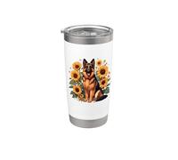 Cute Dog Lover Kids Womens Girls Sunflowers German Shepherd Vaso térmico de acero inoxidable de doble pared