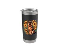 Cute Dog Lover Kids Womens Girls Sunflowers German Shepherd Vaso térmico de acero inoxidable de doble pared