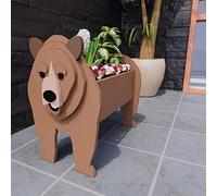 Cute Dog Planter Plant Pot, PVC Material Garden Decoration, Gray Bear Plant Container Holder for Outdoor Indoor Plant Storage Container for Office Home Decor Gift(Gray Bear)