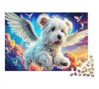 Cute Dog Premium Paper Winged White Dog in Cosmic Sky DIY Jigsaw Puzzle Mind Stimulating Stocking Filler 38x26cm/1000pcs