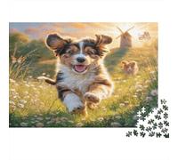 Cute Dog Puzzle for Adults 14-99 Years Australian Shepherd in Grass Educational Game for Home Decor & Gifts 70x50cm/1000pcs