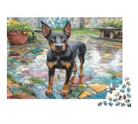 Cute Dog Puzzle for Adults 14-99 Years Doberman on Mosaic Tiles Educational Game for Home Decor & Gifts 38x26cm/1000pcs